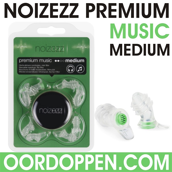 Oordoppen.com - Noizezz Premium Music Medium Green Gehoorbescherming met vlakke demping - filter speciaal membraan  - Gitarist - DJ - Vocals - Zangeres - Oordopjes