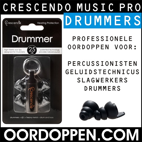 Crescendo Music Pro Drummer Oordoppen | Oordopjes met speciaal filter voor Drummers Slagwerker Percussionist