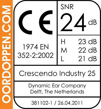 Crescendo Industry 25 Oordopjes op Oordoppen.com Dempingswaarde SNR Bouwen - Klussen - Gehoorbescherming Lawaai - Hoofdpijn