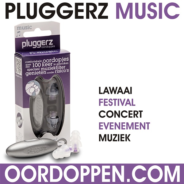 Pluggerz Music oordopjes voor gebruik tijdens concert, evenement en festival.